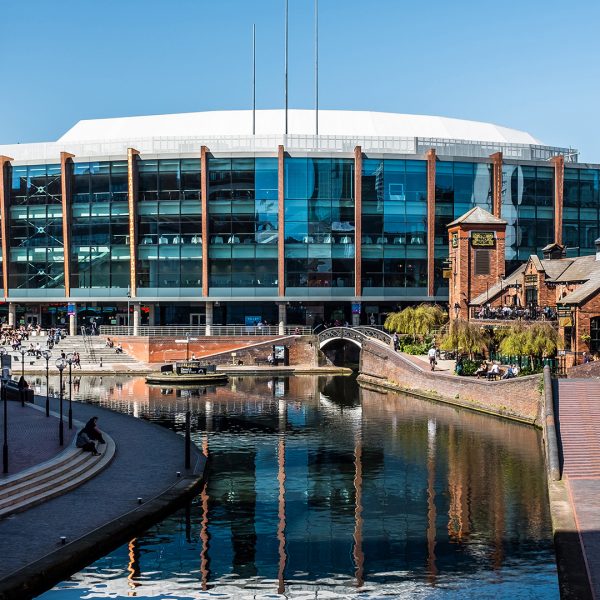 Exterior of Arena Birmingham overlooking the canal.
