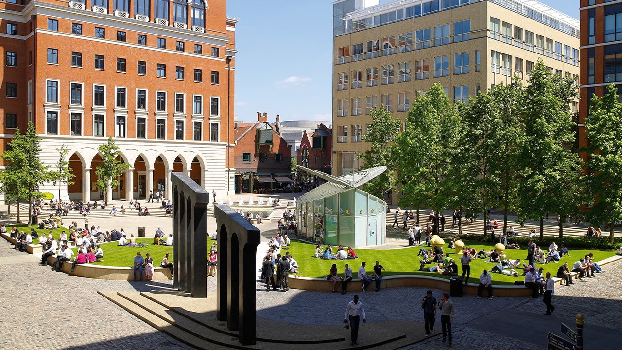 Views across Central Square, Brindleyplace.