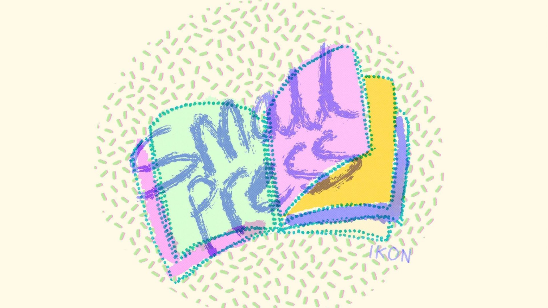 The Words Small PRess are printed over an open book with pink green and yellow pages on a cream background.